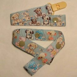 Lot Attache-Sucette et Attache-Doudou clip plastique - Bleu Animaux Jaune Sable