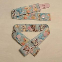 Lot Attache-Sucette et Attache-Doudou clip plastique - Bleu Animaux Rose