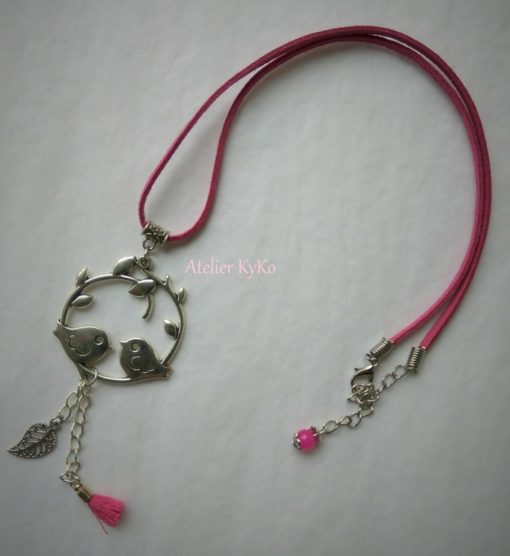 Collier Cordon Suédine Pendentif Oiseaux – Image 2
