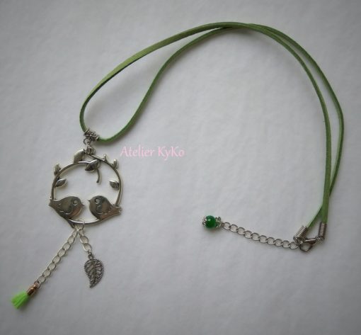 Collier Cordon Suédine Pendentif Oiseaux – Image 4