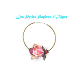Boucles d'Oreilles Créoles Fleurs Cerisier Rose