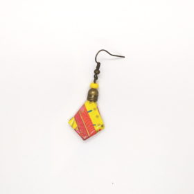 Boucles d'Oreilles Géométriques Rouge et jaune