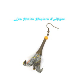 Boucles d'Oreilles Fleur de Lys Noire