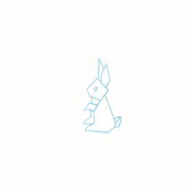 Lapin Origami Bleu Moyen